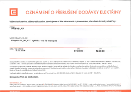 Oznámení o přerušení dodávky elektřiny - 5. 10. 2016 od