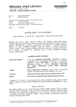 Záměr k umístění dopravního značení na místní