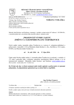 Veřejná vyhláška - změna č.1 územního plánu Černíkovice