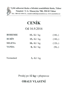 cen&iacute;k - Vy&scaron;&scaron;&iacute; odborn&aacute; &scaron;kola a Středn&iacute; zemědělsk&aacute; &scaron;kola T&aacute;bor
