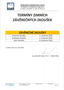 Termíny závěrečných zkoušek prosinec 2016