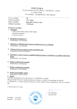 Pozvánka na 28. zasedaní zastupitelstva