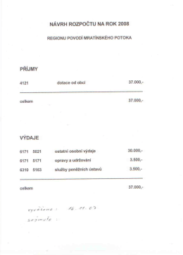 NÁVRH ROZPOČTU NA ROK 2008