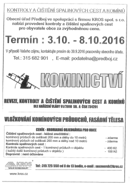 Page 1 | | KONTROLY A CISTENI SPALINC ** fy Obecní úřad