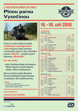 Plnou parou Vysočinou - jízda nostalgickýmí vlaky.