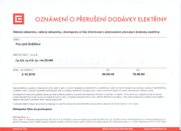 Oznámení společnosti ČEZ Distribuce, a.s. o