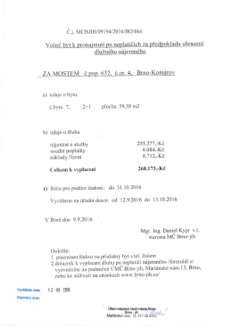 Volný byt k pronajmutí po neplatičích