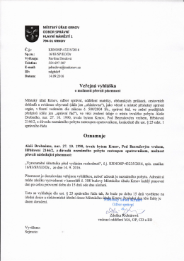 Page 1 MĚSTSKÝ ÚŘAD KRNOV ODBOR SPRÁVNÍ HLAVNÍ