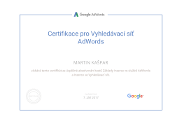 Certifikace pro Vyhledávací síť AdWords