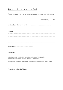 Formul&aacute;ř: Ž&aacute;dost o uvolněn&iacute;