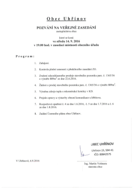 Pozvánka na zasedání zastupitelstva obce - 14.9.2016