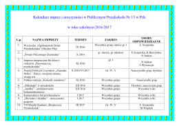 Kalendarz imprez - Publiczne Przedszkole nr 13