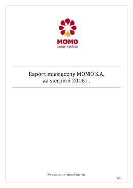 Raport miesięczny MOMO SA za październik 2012 roku