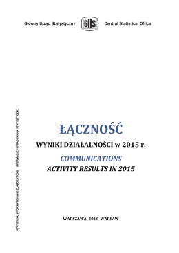 Łączność - wyniki działalności w 2015 roku. Publikacja PDF