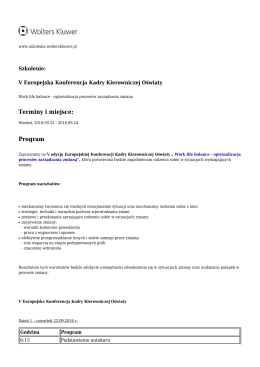 Pobierz PDF - Szkolenia i konferencje / Wolters Kluwer