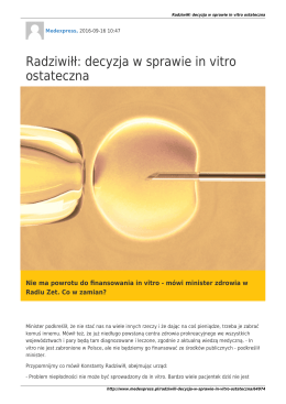 MedExpressPL-Radziwiłł: decyzja w sprawie in vitro ostateczna