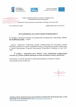 Załącznik - Wyjaśnienie na zapytanie Wykonawcy
