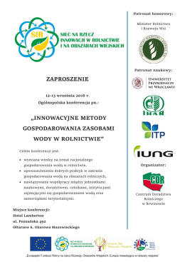 zaproszenie - Centrum Doradztwa Rolniczego w Brwinowie