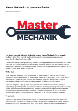 Master Mechanik – to jeszcze nie koniec