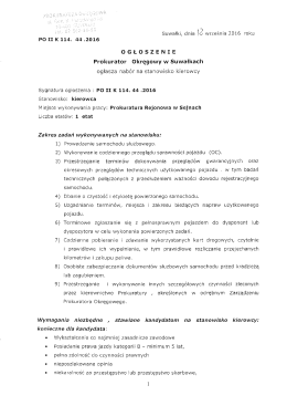 Treść ogłoszenia - Prokuratura Okręgowa w Suwałkach