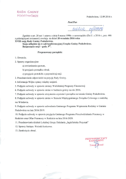 XVIII-sesja - Gmina Podedw&oacute;rze