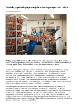 Produkcja polskiego przemysłu mięsnego wyraźnie rośnie