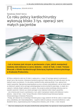 MedExpressPL-Co roku polscy kardiochirurdzy wykonują blisko 3