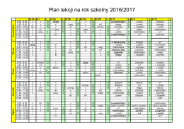 Plan lekcji na rok szkolny 2016/2017