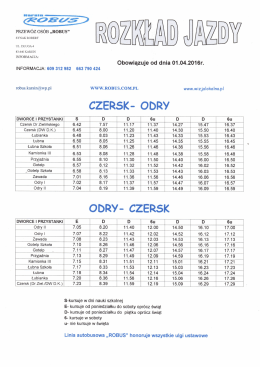 Page 1 PRZEWÓZ OSÓB „ROBUS” SYNAK ROBERT UL. DŁUGA 4