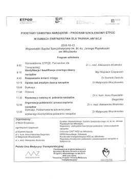 Program szkoleniowy - Wojewódzki Szpital Specjalistyczny we