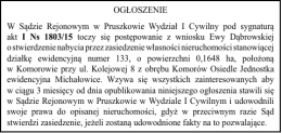 OGŁOSZENIE W Sądzie Rejonowym w Pruszkowie