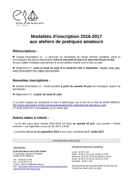 Modalités d`inscription 2016-2017 - Ville de Saint