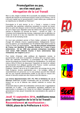 Tract intersyndical 15 septembre 1
