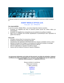 AGENT MIDDLE OFFICE (m/f) - Banque centrale du Luxembourg