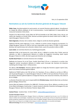 Nominations au sein du Comité de direction générale de Bouygues