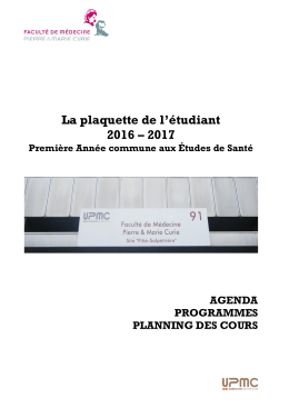 Plaquette PAES 2016-2017 - FACULTÉ DE MÉDECINE