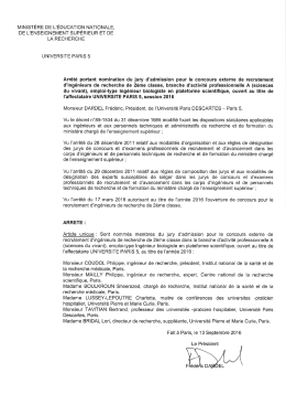 Jury IGR externe BAP A Ingénieur biologiste en plateforme scientifique