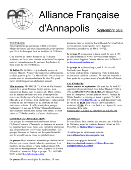 Alliance Française d`Annapolis Septembre 2016