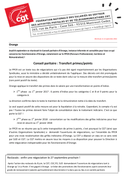 Conseil paritaire : Transfert primes/points