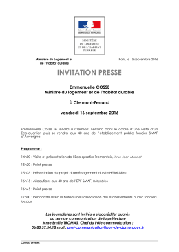 L`invitation presse : Déplacement d`Emmanuelle Cosse à Clermont