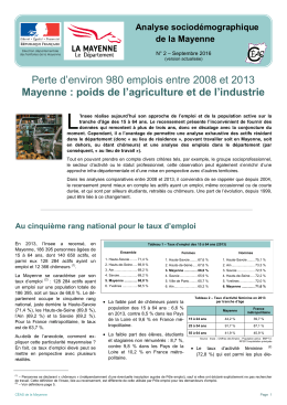 Perte d`environ 980 emplois entre 2008 et 2013 Mayenne : poids de