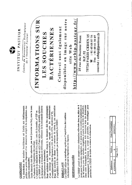 Information (verso) du CRBIP sur les conditions de conservation et