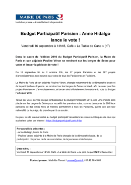 Budget Participatif Parisien : Anne Hidalgo lance le vote !