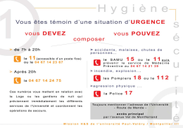 Les numéros d`urgence sur l`Université