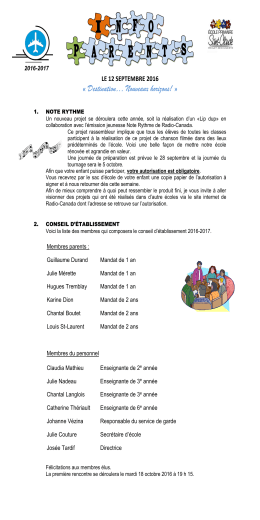 Info-parents 12 septembre - École Saint