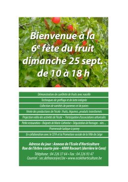 Affiche 6e Fête du fruit - Ecole d`Horticulture de la Ville de Liège