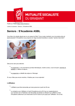 Seniors : S`Académie ASBL