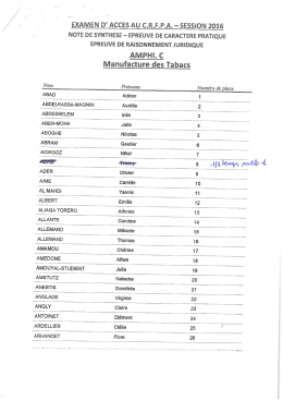 Num&eacute;ro de places &agrave; l`examen CRFPA 2016