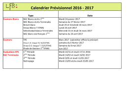 Calendrier Prévisionnel examens 2016