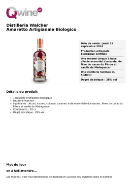 Distilleria Walcher Amaretto Artigianale Biologico
